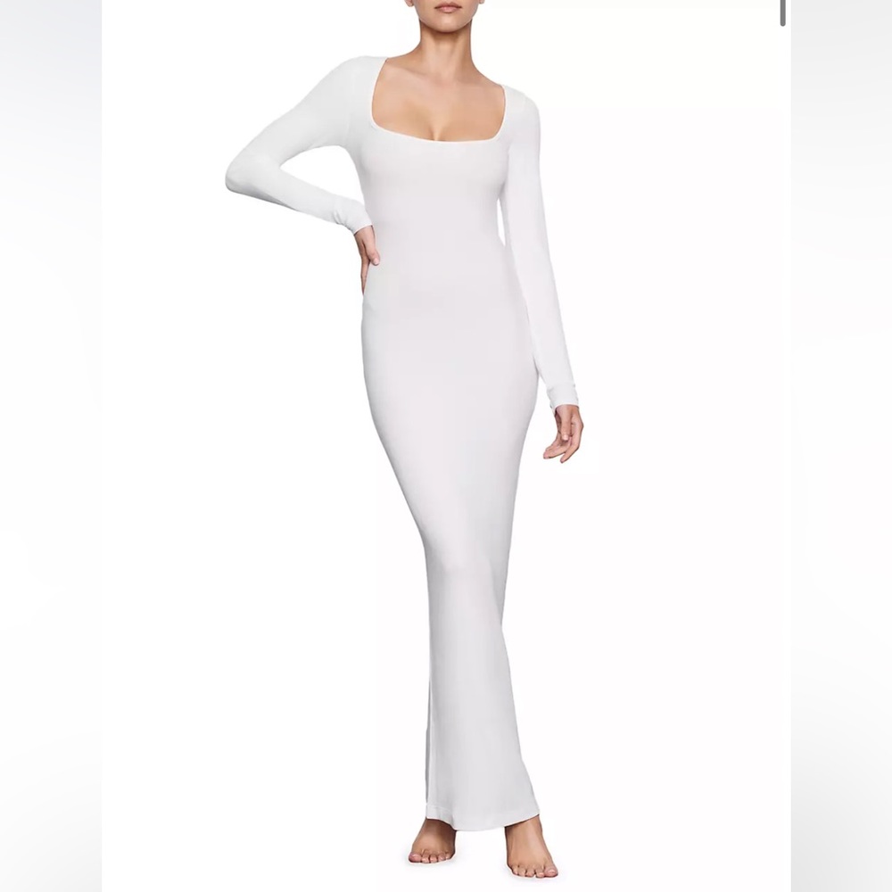 SKIMS Soft Lounge Long sleeve Dress Size XS MARBLE Brand New